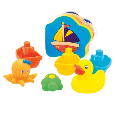 Produktbild von Bieco Badewanne Spielzeug 7 tlg. | Badespass für Kinder Badewanne | Baby Wasserspielzeug Boot & Badeente | Wasserspielzeug Kinder | Boot Badewanne | Badetiere Badewanne Kinder | Baby Badespielzeug