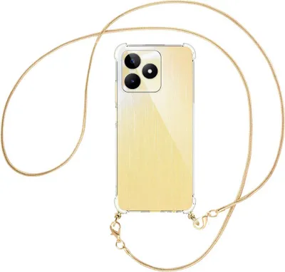 Produktbild von Handykette Backcover-Schutzhülle mit Band (Metall goldfarben) für Realme C53 (RMX3760, 6.74'') - goldfarbene Snake-Kette