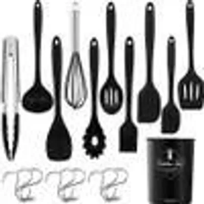 Produktbild von Küchenhelfer 12 tlg Kuechenutensilien Silikon Kochbesteck Pfannenwender BBQ Set