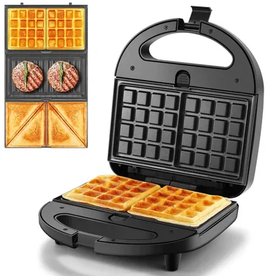Produktbild von 3-in-1-Kombi-Waffeleisen Waffeleisen, Sandwichmaker 3 in 1, Multifunktionsgerät Doppel 760,00 W, 3 Abnehmbare Platten, Antihaftbeschichtung