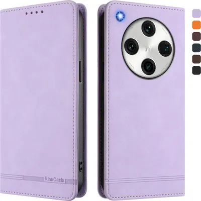 Image de Etui pour Oppo Find X8 Pro, étui rétro en cuirPolyuréthaneavec support et fentes pour cartes de crédit Violet