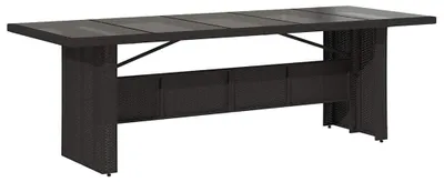 Immagine prodotto di Tavolo da giardino con piano in vetro nero 240x90x75 cm in poly rattan