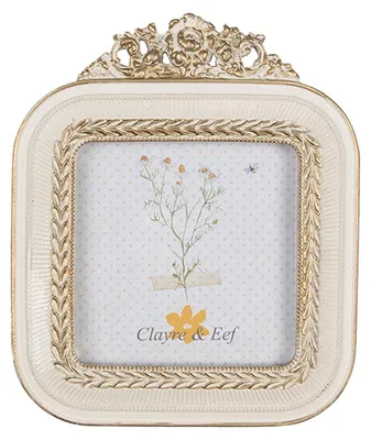Image de Clayre & Eef Cadre photo 9x9 cm blanc doré plastique