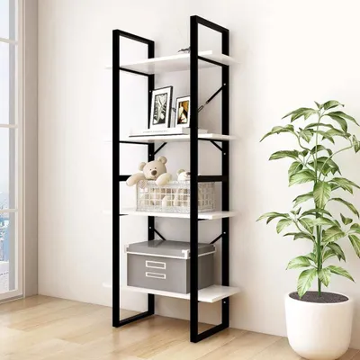 Produktbild von vidaXL Bücherregal 4 Fächer Weiß 60x30x140 cm Kiefer Massivholz - Bücherregal - Bücherregale - Bücherschrank - Bücherschränke