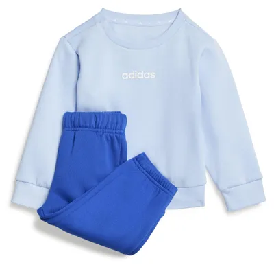 Immagine prodotto di Tuta da jogging per bambini unisex adidas, con logo lineare, colore blu/bianco, taglia 12