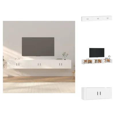 Image de vidaXL Armoires murales TV 3 pcs. Blanc 100x34,5x40 cm - Meubles TV