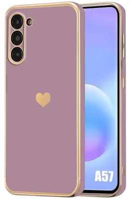 Image de Coque pour Samsung Galaxy A57 5G, Silicone avec Motif Coeur Protection Antichoc Souple Slim Violet
