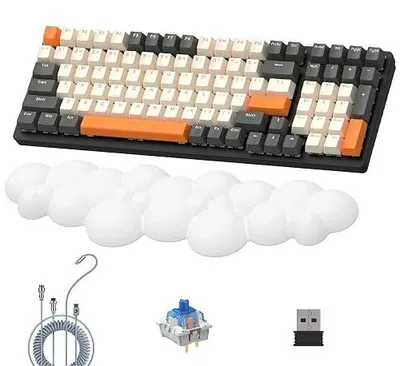 Zdjęcie produktu dla Klawiatura mechaniczna bezprzewodowa rgb dla graczy biała 100 klawiszy