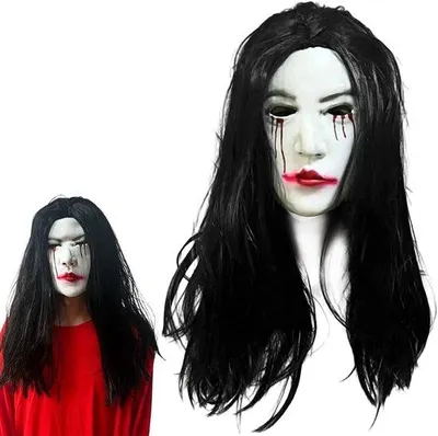 Zdjęcie produktu dla Maska na Halloween - przerażająca maska lateksowa - z włosami - idealna na imprezy halloweenowe