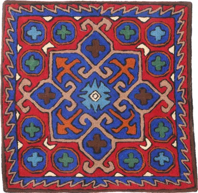 Produktbild von Kelim Kissenhülle `Kaschmir`, Bestickter Kissenbezug, Dekokissen aus Wolle - Muster 21, Rot, 40*40*1 cm, Für Zierkissen, Dekokissen, Sofakissen, Sitzkissen, Orientalisch