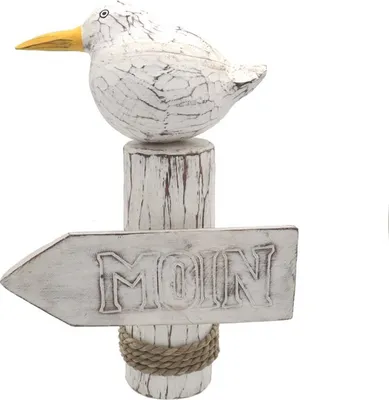 Produktbild von Möwe Moin auf Poller 33 cm Dekorative Holzmöwe Moin auf Dalbe 33 cm Seagull on wood 33 cm