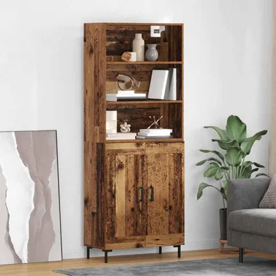 Zdjęcie produktu dla vidaXL Highboard stare drewno 69,5 x 34 x 180 cm materiał drewnopochodny