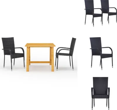 Produktbild von vidaXL 3-tlg. Garten-Essgruppe Schwarz -  Gartenmöbel-Sets