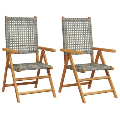 Produktbild von vidaXL Gartenstühle 2 Stk. Grau Massivholz Akazie und Poly Rattan