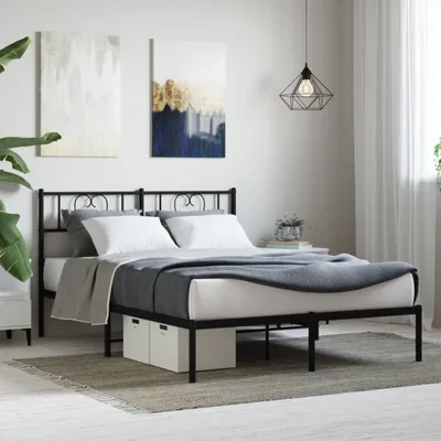 Produktbild von "2026 Promotion" Bettgestell moderne - mit Kopfteil - Metall Schwarz - 140x200 cm - Polsterbett CC21570