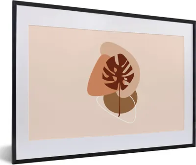 Produktbild von MuchoWow® Gerahmtes Poster Sommer - Monstera - Abstrakt 60x40 cm - Poster mit Schwarzem Bilderrahmen Wandposter Rahmen Foto Bilder - Schlafzimmer - Plakat in Rahmen - Drucken