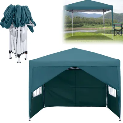 Produktbild von CEEDIR Pop Up Pavillon 3x3m Wasserdicht & Winterfest, Stabiler Faltpavillon mit Seitenwänden und UV-Schutz, Höhenverstellbares Partyzelt für Garten, Camping, Hochzeit & Innenhof, Grün