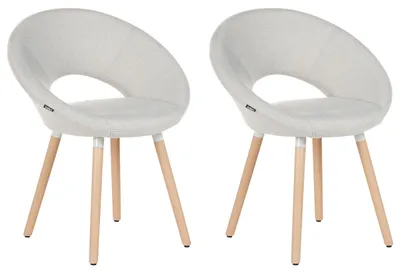 Image de BELIANI Lot de 2 chaises rembourrées gris menthe avec pieds en bois pour le salon et la salle à manger style rétro