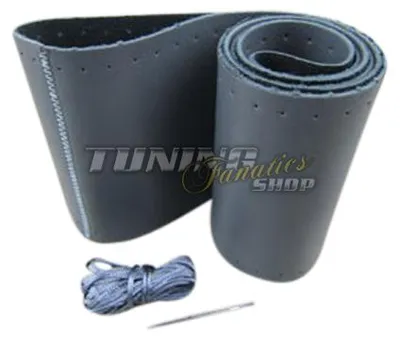Obrázek produktu pro PREMIUM potah z pravé kůže, volant, průměr 37-39 cm, včetně šňůr. BARVA: ŠEDÁ!