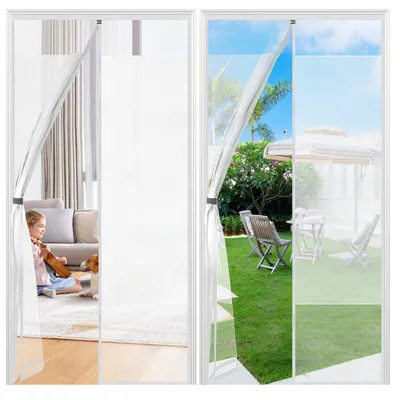 Produktbild von Sekey Sichtschutz Türvorhang mit Magnet – blickdicht & luftdurchlässig, Fliegengitter für 90x210 cm Balkon & Schlafzimmer, Weiß