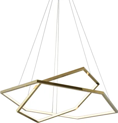 Zdjęcie produktu dla LED ring - Hexagon double gold - żyrandol 80cm sześciokąt złoty