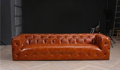 Image de Canapé Chesterfield en cuir, ensemble de meubles comprenant un canapé à quatre places