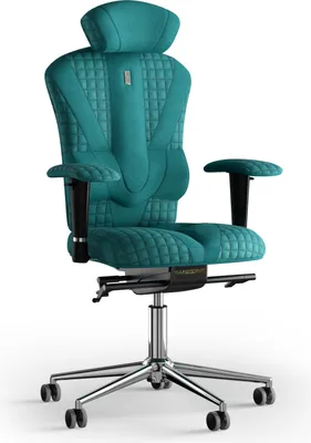 Produktbild von KULIK SYSTEM Victory – Schreibtischstuhl für Büro und Zuhause mit patentierter ergonomisch geformter Rückenlehne und Sitzkissen. Nähstoff (Azur Aqua)