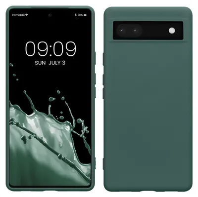 Produktbild von kwmobile Hülle kompatibel mit Google Pixel 6a Hülle - gummierte TPU Silikon Handyhülle - Schutzhülle für kabelloses Laden - Case in Tannengrün