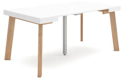 Ausziehbarer Konsole-Esstisch 160 cm, weiß, für 8 Personen