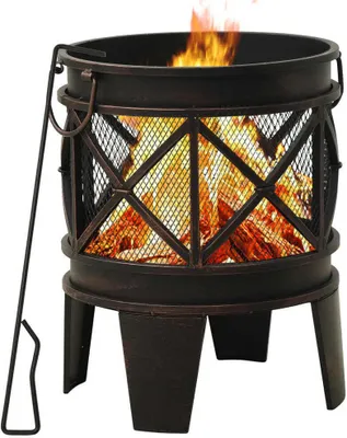 Produktbild von Möbel Rustikale Feuerstelle mit Schürhaken Φ42x54 cm Stahl - Feuerkörbe & -schalen &25055