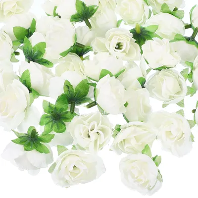 Künstliche Rosenblütenköpfe, 50 Stück, 30 mm, creme