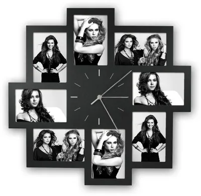Produktbild von ZEP Fotouhr TRIESTE schwarz 52x52 cm für 8 Fotos 10x15 cm Wandmontage