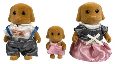 Produktbild von Spielfiguren Set Puppenhaus Hundefamilie - 3 Beflockte Figuren - ab 3 Jahren