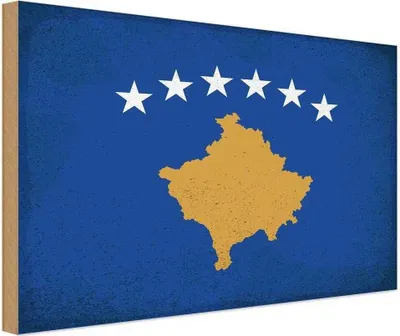 Produktbild von vianmo Holzschild 12x18 cm Kosovo Vintage Flagge Fahne Wappen