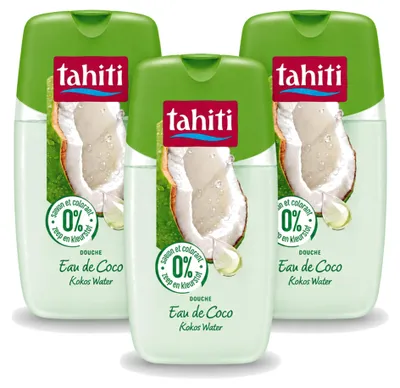 Produktbild von 3 x Tahiti Douchegel Kokoswasser - 0% Farbstoffe - 250 ml - Vorteilspackung - 3 Stücke