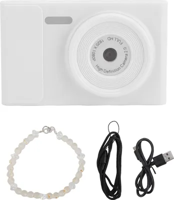 Immagine prodotto di videocamera digitale 1080p 48MP Vlog con doppio obiettivo anteriore e posteriore per la fotografia Bianco