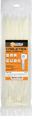 Produktbild von Kabelbinder, Nylon, weiß, 5 x 350 mm, 100 Stück, Polax