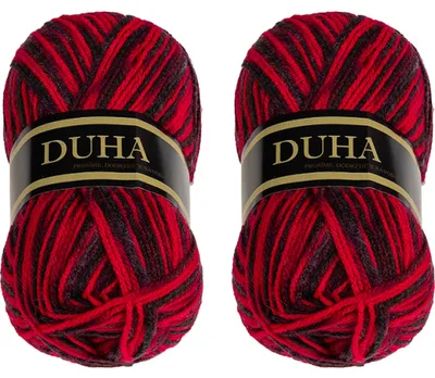 Zdjęcie produktu dla ZESTAW 2szt - Przędza DUHA - 50g / 150m - Czerwony, Czarny
