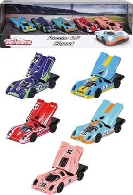 Produktbild von Majorette Porsche 917 Geschenkset, 5 Modelle, Mini Metall Fahrzeuge, Freilauf