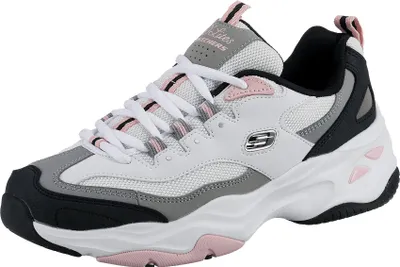 Produktbild von Skechers Damen D'Lites 4.0 Fresh Diva Trainers, White Leather Mesh Black Pink Tr