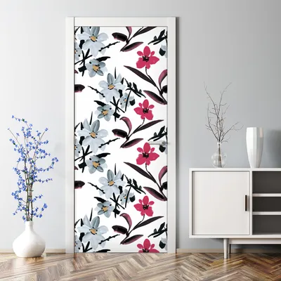 Produktbild von Dekorative Abnehmbarer Wandsticker Tapete Türtapete selbstklebend  Blühende Blumen 77 x 200 cm