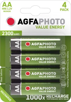 Obrázok produktu pre AGFAPHOTO dobíjacia batéria NiMH Value Energy Mignon AA HR06 1,2 V 2300 mAh (blistrové balenie 4 ks)