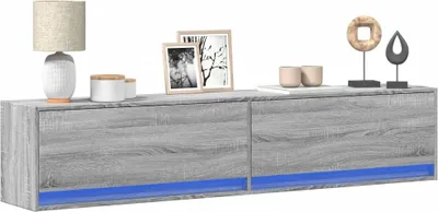 Produktbild von (NEU 2026) TV-Wandschrank moderne - mit LED Grau Sonoma 180x31x38 cm - TV-Schränke - 38.6 kg