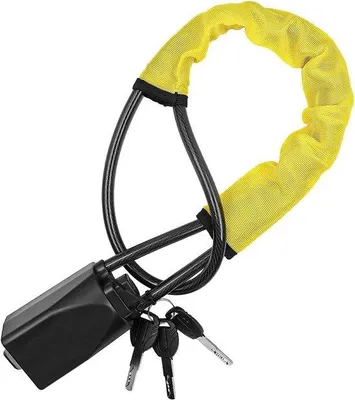 Productafbeelding van Stuurwielslot met stalen kabel en 2 sleutels, geschikt voor auto, vrachtwagen, SUV en bestelwagen - Geel