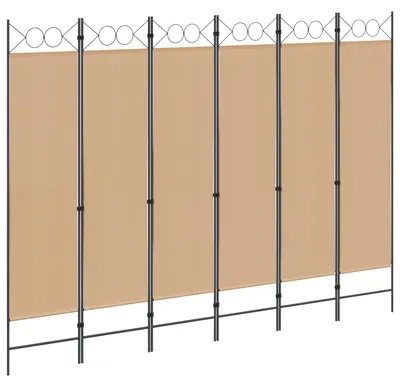 Image de Paravent à 6 panneaux Beige 240 x 180 cm Tissu