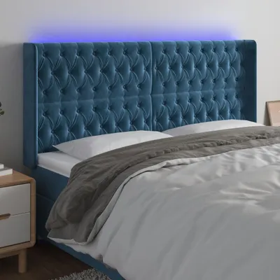 Produktbild von LED Kopfteil Dunkelblau 203x16x118/128 cm Samt , Kopfteile Design 2024
