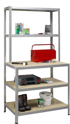 Produktbild von Avasco Starkes Arbeitsregal - Metall- und Holzoptik - 100cm breit - 875kg Tragfähigkeit - 175kg Tragfähigkeit pro Fachboden