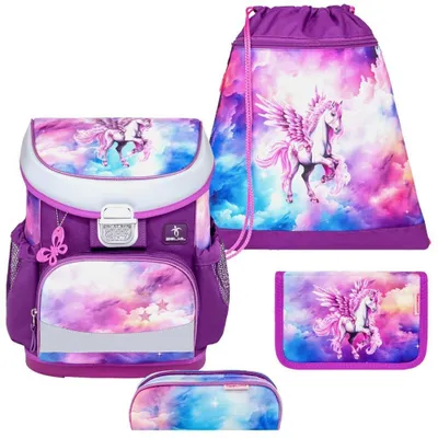 Zdjęcie produktu dla Zestaw plecaka szkolnego Belmil Pegasus, przeznaczony dla młodszych dzieci, idealny dla dziewczynek, klasa 1