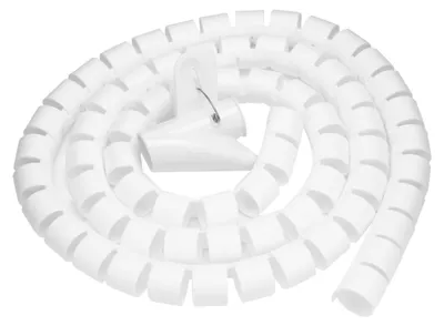 Immagine prodotto di Organizzatore di cavi a spirale flessibile, avvolgitore di fili, protezione per cavi, colore bianco, 1,5 m x 28 mm
