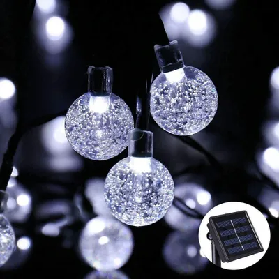 Produktbild von LED Lichterkette Solar Lichterkette Aussen 30LEDs, 5Meter Solar Lichterkette Außen mit 30 LED Kugeln, 8 Lichtmodi/Weißes Licht, Solarbetriebene Lichterkette